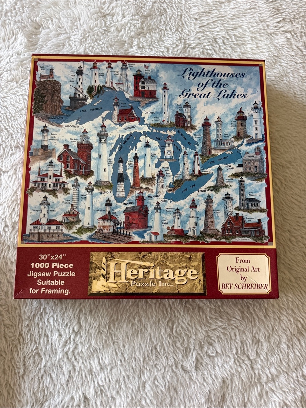 Lighthouses of the Great Lakes puzzle. 1000 pieces.